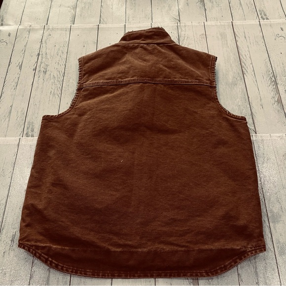 Carhartt V33 Sandstone Sherpa-Lined Mock-Neck Vest Sz M Brown - Picture 2 of 9